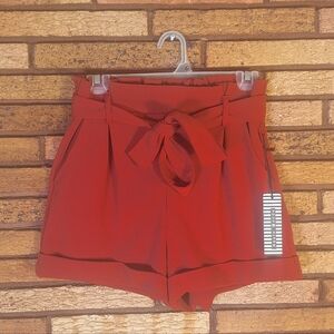 NWT Haute Monde Maroon Medium Tie Waist Shorts